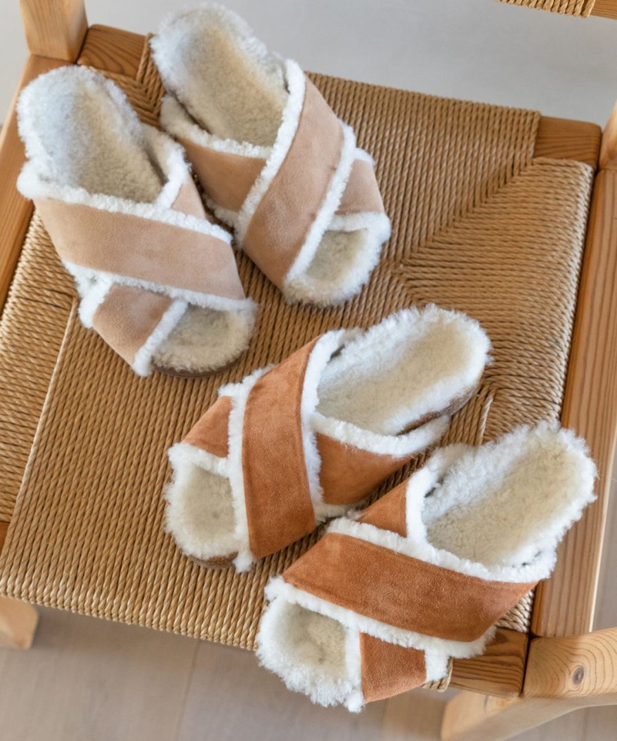 Shoes J.Jill | Shearling-Lined Crossover Sandal